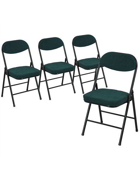 HOMCOM Set of Four Folding Corduroy Seat Chairs - Teal - pic 183893 | FastDaddyshop