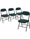 HOMCOM Set of Four Folding Corduroy Seat Chairs - Teal