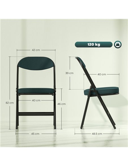 HOMCOM Set of Four Folding Corduroy Seat Chairs - Teal - pic 183895 | FastDaddyshop