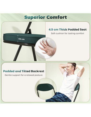 HOMCOM Set of Four Folding Corduroy Seat Chairs - Teal