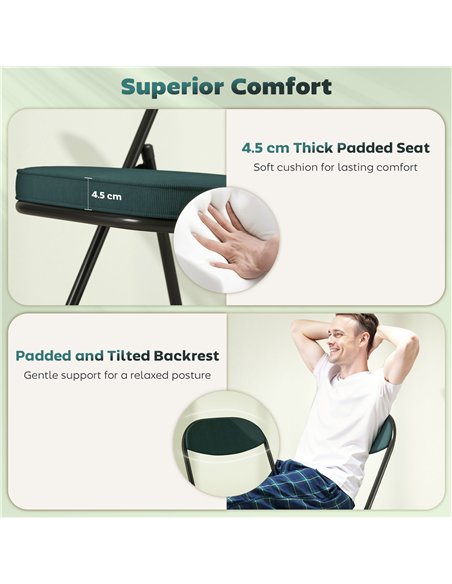 HOMCOM Set of Four Folding Corduroy Seat Chairs - Teal - pic 183896 | FastDaddyshop