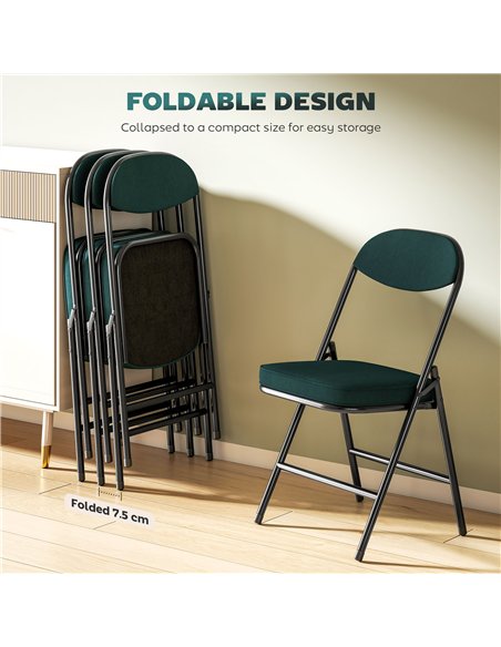HOMCOM Set of Four Folding Corduroy Seat Chairs - Teal - pic 183897 | FastDaddyshop