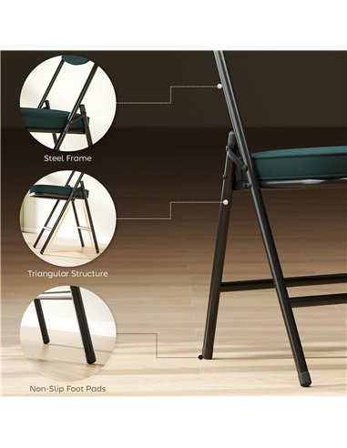 HOMCOM Set of Four Folding Corduroy Seat Chairs - Teal