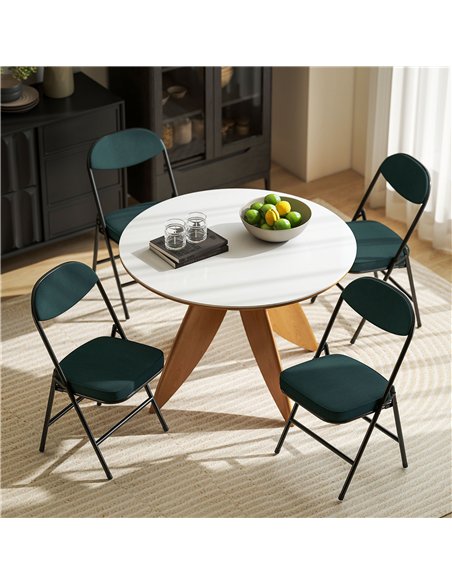 HOMCOM Set of Four Folding Corduroy Seat Chairs - Teal - pic 183900 | FastDaddyshop
