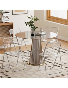 HOMCOM Foldable Chairs, Folding Chairs with Transparent Seat and Backrest, Heavy Duty Steel Frame, 47W x 48D x 75H cm, Clear 2