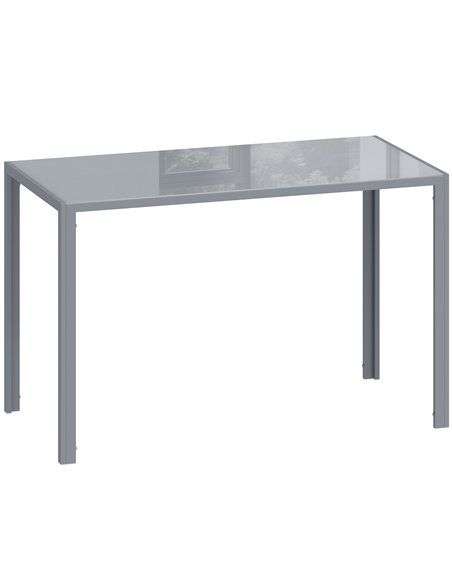HOMCOM 120cm Dining Table, Rectangle 4 Seater Kitchen Table with Tempered Glass Top and Metal Legs, Grey - pic 183920 | FastDaddyshop