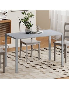 HOMCOM 120cm Dining Table, Rectangle 4 Seater Kitchen Table with Tempered Glass Top and Metal Legs, Grey 2