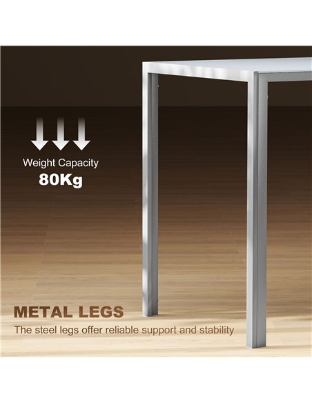 HOMCOM 120cm Dining Table, Rectangle 4 Seater Kitchen Table with Tempered Glass Top and Metal Legs, Grey - pic 183924 | FastDaddyshop