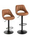 HOMCOM Bar Stools Set of 2, PU Leather Swivel Barstools with Backrest and Footrest for Kitchen, Counter, Breakfast Bar, Brown