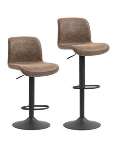 HOMCOM Bar Stools Set of 2, PU Leather Barstools with Backrest and Footrest for Kitchen, Counter, Breakfast Bar, Brown