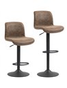 HOMCOM Bar Stools Set of 2, PU Leather Barstools with Backrest and Footrest for Kitchen, Counter, Breakfast Bar, Brown
