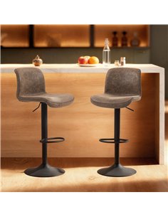 HOMCOM Bar Stools Set of 2, PU Leather Barstools with Backrest and Footrest for Kitchen, Counter, Breakfast Bar, Brown 2