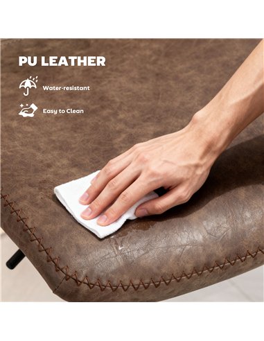 HOMCOM Bar Stools Set of 2, PU Leather Barstools with Backrest and Footrest for Kitchen, Counter, Breakfast Bar, Brown