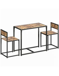 HOMCOM 3 Piece Table Stool Set - Rustic Brown