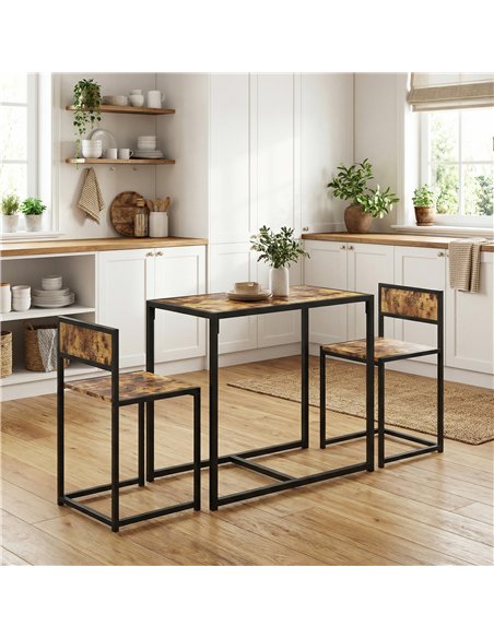 HOMCOM 3 Piece Table Stool Set - Rustic Brown - pic 183948 | FastDaddyshop