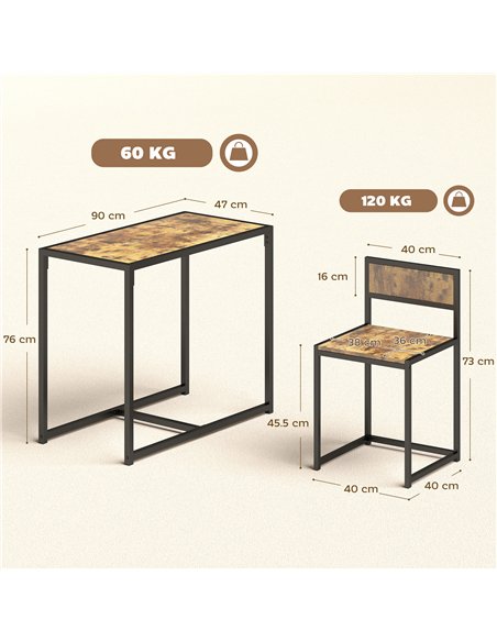 HOMCOM 3 Piece Table Stool Set - Rustic Brown - pic 183949 | FastDaddyshop