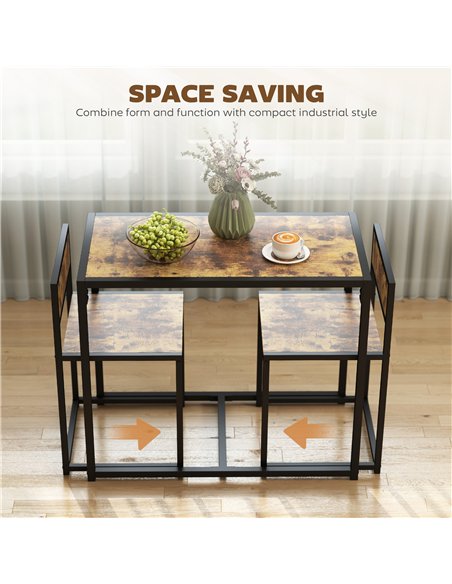 HOMCOM 3 Piece Table Stool Set - Rustic Brown - pic 183950 | FastDaddyshop