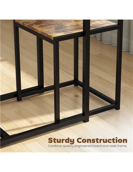HOMCOM 3 Piece Table Stool Set - Rustic Brown - pic 183951 | FastDaddyshop