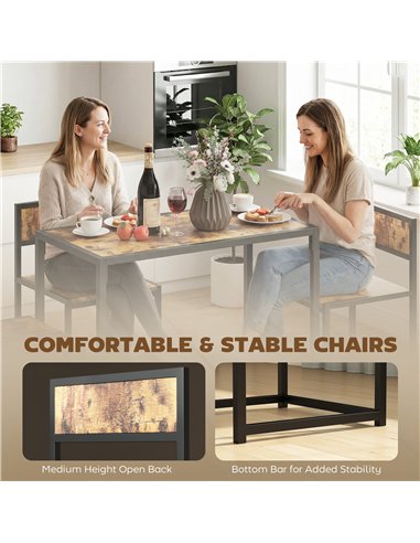 HOMCOM 3 Piece Table Stool Set - Rustic Brown