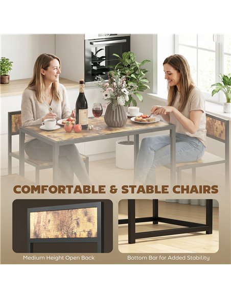 HOMCOM 3 Piece Table Stool Set - Rustic Brown - pic 183952 | FastDaddyshop