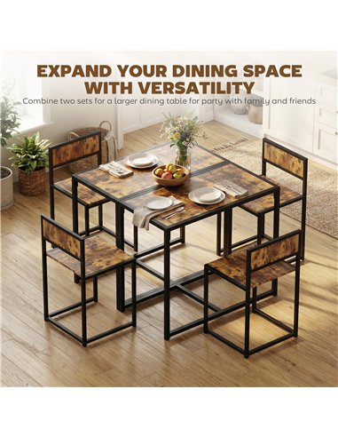 HOMCOM 3 Piece Table Stool Set - Rustic Brown