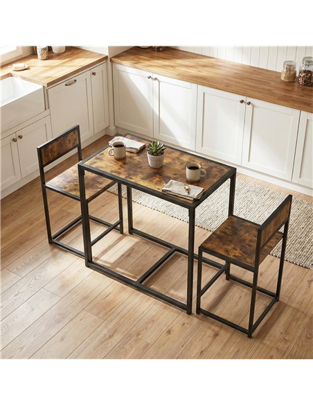 HOMCOM 3 Piece Table Stool Set - Rustic Brown - pic 183955 | FastDaddyshop