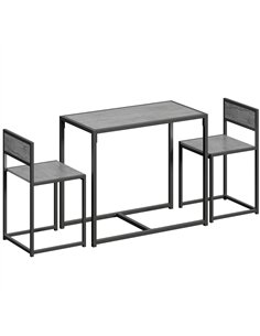 HOMCOM 3 Piece Table Stool Set - Charcoal Grey Wood-Effect