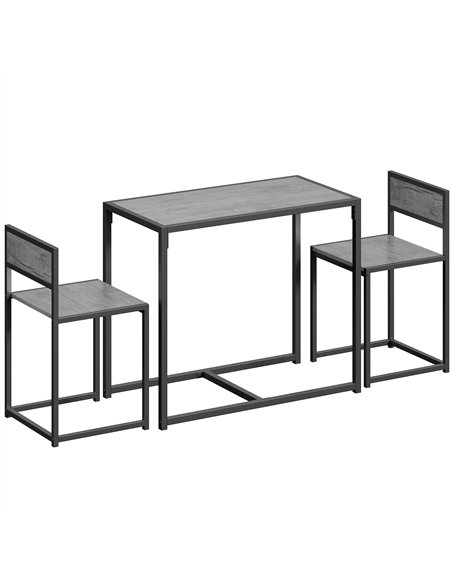 HOMCOM 3 Piece Table Stool Set - Charcoal Grey Wood-Effect - pic 183956 | FastDaddyshop