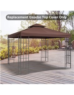 Outsunny 3 x 3(m) Gazebo Canopy Roof Top Replacement Cover, Spare Part, Coffee (TOP ONLY) 2