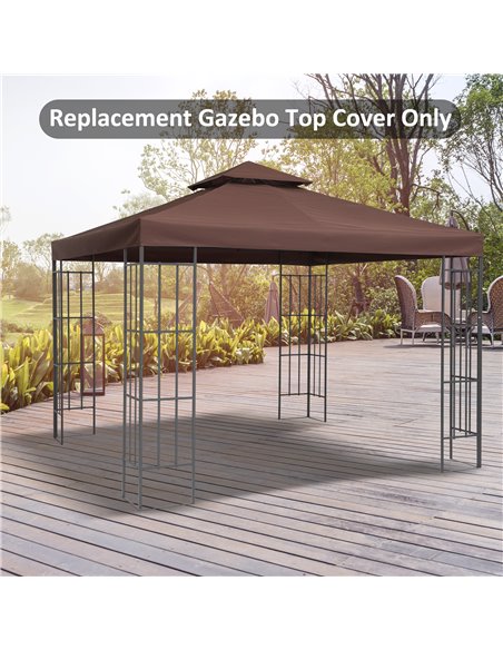 Outsunny 3 x 3(m) Gazebo Canopy Roof Top Replacement Cover, Spare Part, Coffee (TOP ONLY) - pic 18396 | FastDaddyshop