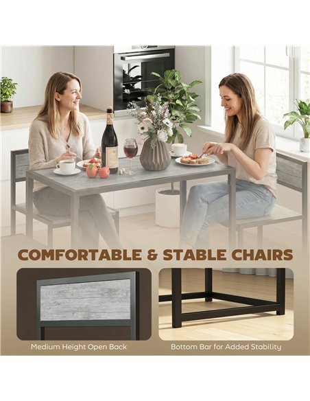 HOMCOM 3 Piece Table Stool Set - Charcoal Grey Wood-Effect - pic 183961 | FastDaddyshop