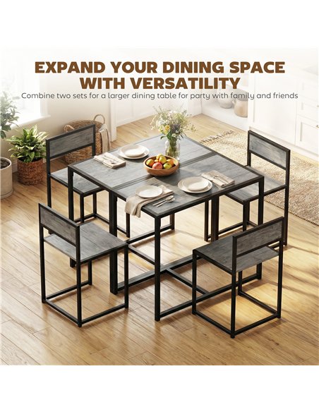 HOMCOM 3 Piece Table Stool Set - Charcoal Grey Wood-Effect - pic 183962 | FastDaddyshop