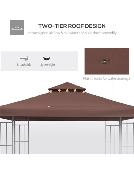 Outsunny 3 x 3(m) Gazebo Canopy Roof Top Replacement Cover Spare Part Coffee (TOP ONLY) - pic 18399 | FastDaddyshop