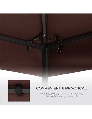 Outsunny 3 x 3(m) Gazebo Canopy Roof Top Replacement Cover Spare Part Coffee (TOP ONLY)