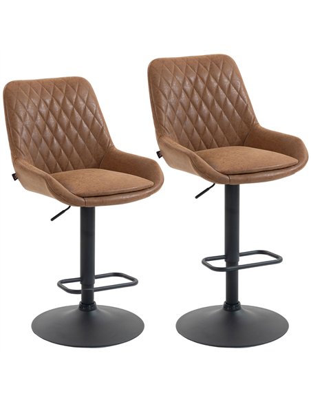 HOMCOM Set of Two Faux Leather Retro Bar Stools - Orange - pic 184001 | FastDaddyshop