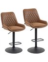 HOMCOM Set of Two Faux Leather Retro Bar Stools - Orange