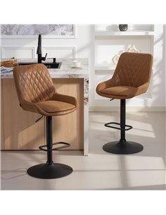 HOMCOM Set of Two Faux Leather Retro Bar Stools - Orange 2