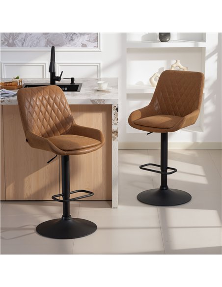 HOMCOM Set of Two Faux Leather Retro Bar Stools - Orange - pic 184002 | FastDaddyshop