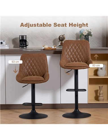 HOMCOM Set of Two Faux Leather Retro Bar Stools - Orange