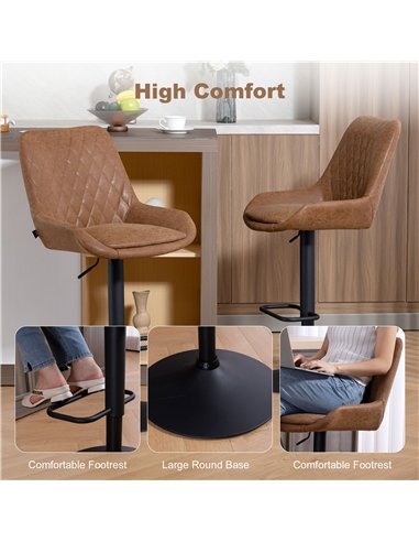 HOMCOM Set of Two Faux Leather Retro Bar Stools - Orange