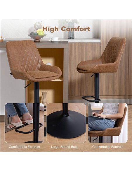 HOMCOM Set of Two Faux Leather Retro Bar Stools - Orange - pic 184007 | FastDaddyshop