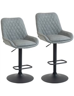 HOMCOM Set of Two Faux Leather Retro Bar Stools - Light Grey