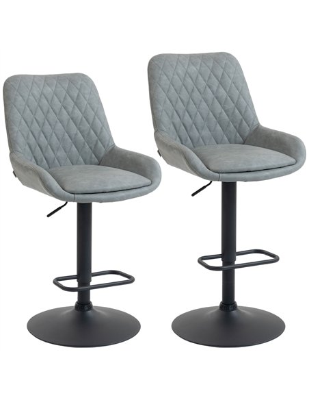 HOMCOM Set of Two Faux Leather Retro Bar Stools - Light Grey - pic 184010 | FastDaddyshop