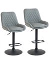 HOMCOM Set of Two Faux Leather Retro Bar Stools - Light Grey
