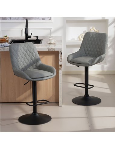 HOMCOM Set of Two Faux Leather Retro Bar Stools - Light Grey