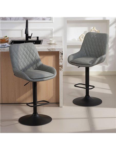 HOMCOM Set of Two Faux Leather Retro Bar Stools - Light Grey - pic 184011 | FastDaddyshop