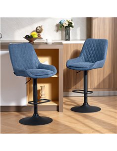 HOMCOM Set of Two Faux Leather Retro Bar Stools - Dark Blue 2