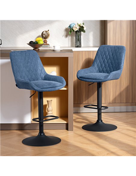 HOMCOM Set of Two Faux Leather Retro Bar Stools - Dark Blue - pic 184020 | FastDaddyshop