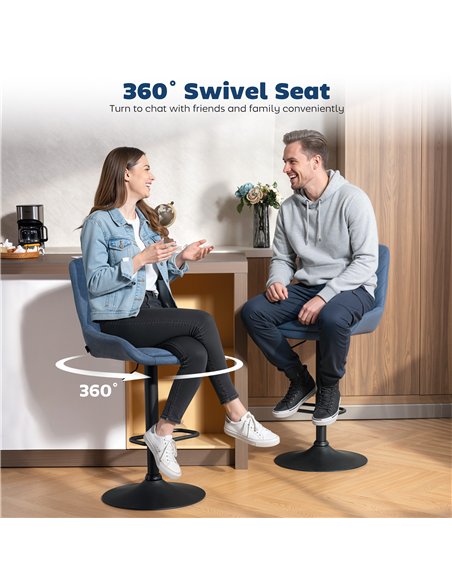 HOMCOM Set of Two Faux Leather Retro Bar Stools - Dark Blue - pic 184023 | FastDaddyshop