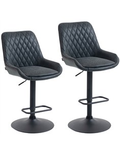 HOMCOM Set of Two Faux Leather Retro Bar Stools - Black